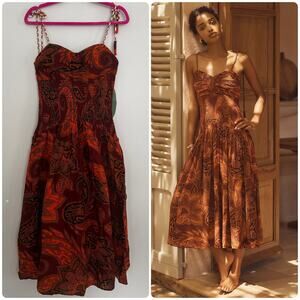 Farm Rio x Anthropologie Drop-Waist Printed Midi Dress